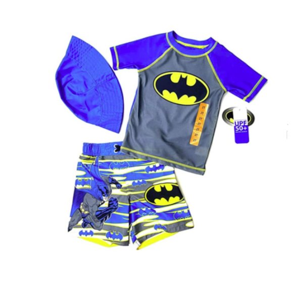 Boys Rashguard Batman 3 Pc Rash Guard/Swim Trunk Set - Picture 1 of 3